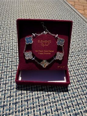 Element Silver-Tone Clover Bracelet with Sparkling Accents